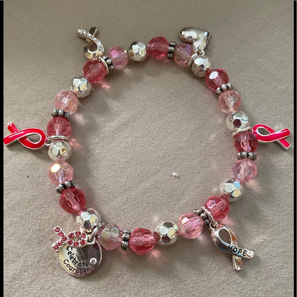 Breast cancer elastic charm bracelet